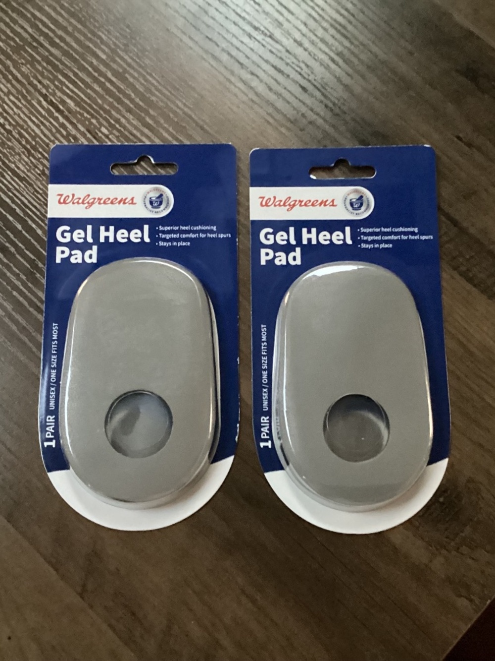 Walgreens gel heel pads come in a set of two pairs NEW
